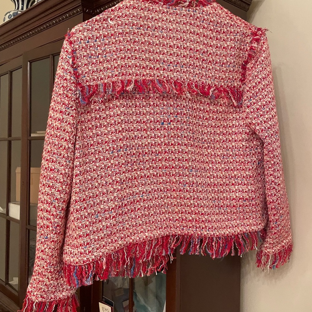 Zara Basic Collection Tweed Blazer Jacket Red Lar… - image 5